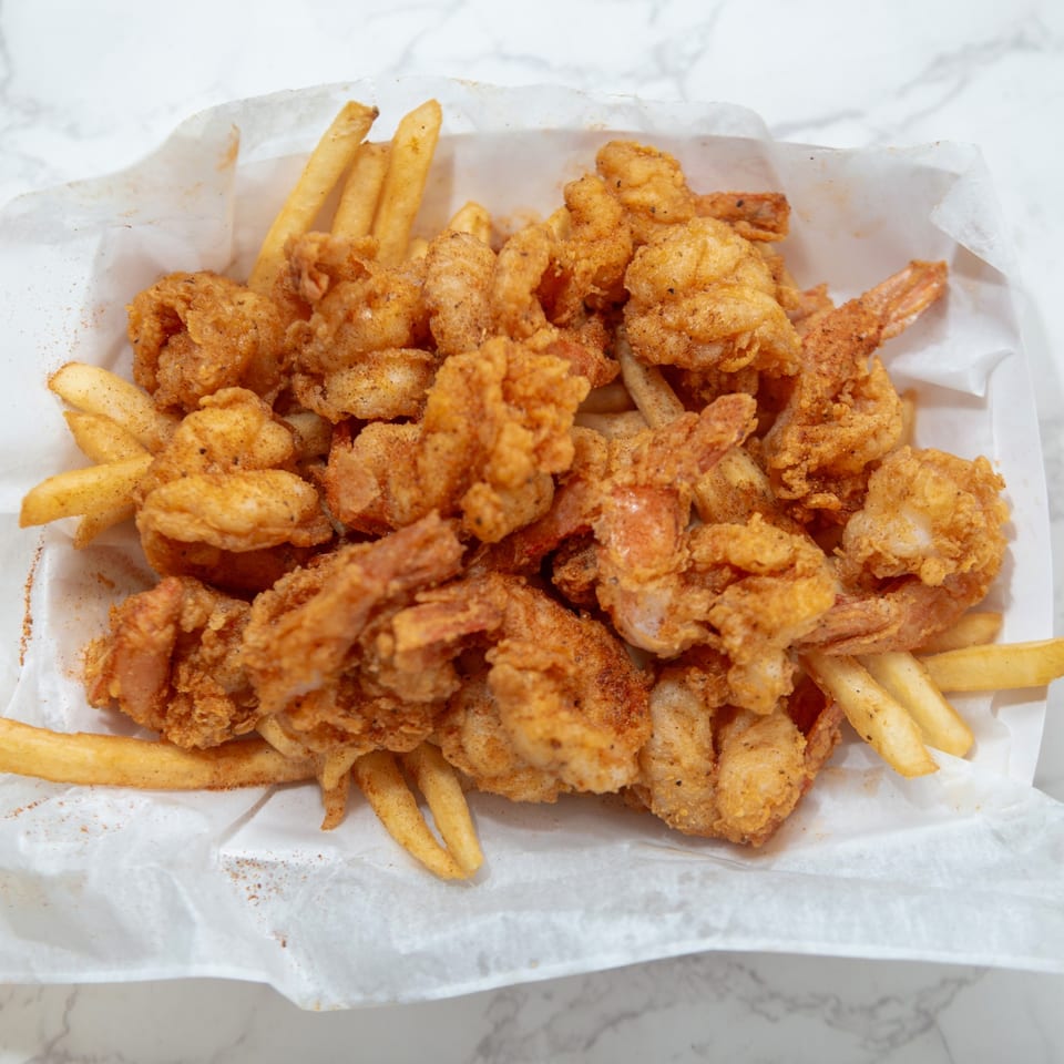 Fish and shrimp with fries